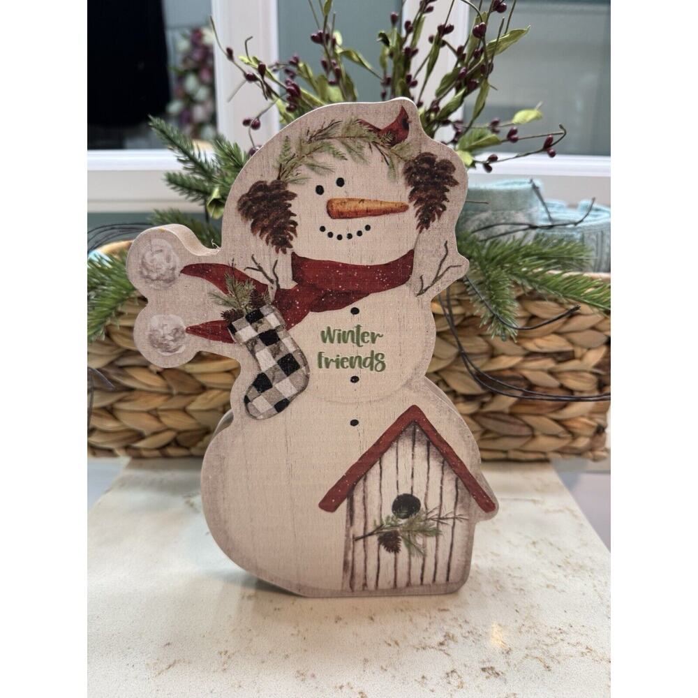 The Hearthside Collection Winter Friends Snowman Block Sign Approx 9 in Tall New